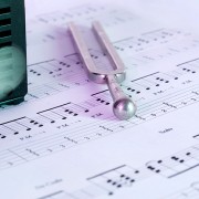metronome, tuner, sheet music, colorful
